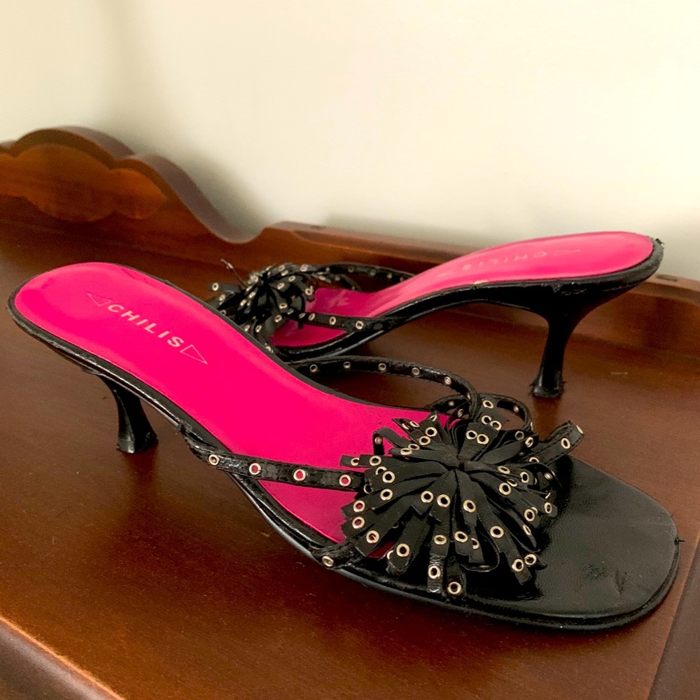 Black PomPom Heels